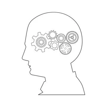 Head and gear wheels, creative builder concept Stock Illustration