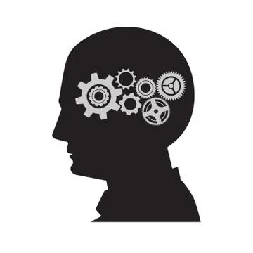 Head and gear wheels, creative builder concept Stock Illustration