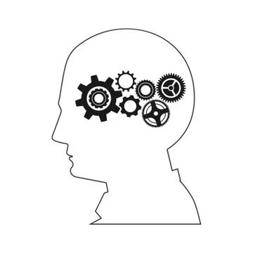 Head and gear wheels, creative builder concept Stock Illustration