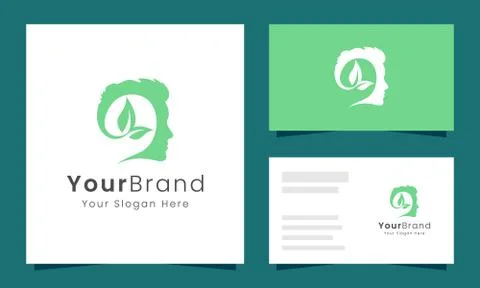 Head and leaf logo are perfect for spa, salon, yoga, treatment, relaxation, h Stock Illustration