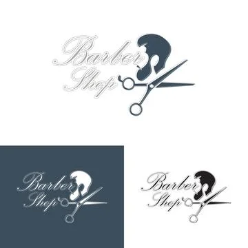 Head and scissors icon sign for barber logo. Stock-Illustration