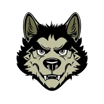 Head of angry werewolf. Vector illustration on white background Stock Illustration