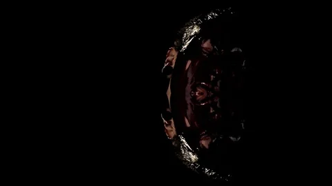 Head appears out of darkness, in blood, like in a lake/water (color) Stock Footage 99072539