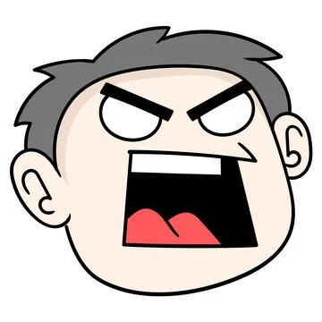 The head of the arrogant boy is full of anger, doodle icon drawing Stock Illustration