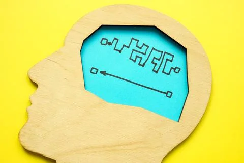 Head with arrows in it. Simple and complex solutions. Stock Photos
