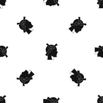 Head with arrows pattern seamless black Stock Illustration