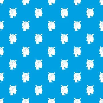 Head with arrows pattern seamless blue Stock Illustration