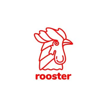 Head art red rooster logo design Stock Illustration