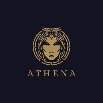 Head of Athena Goddess logo vector illustration on dark background Stock-Illustration