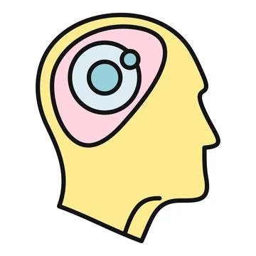 Head with atom symbol representing intelligence and thinking Ilustración de archivo