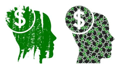 Head Banking Icon Recursive Mosaic and Grunge Textured Icon Illustrazione stock