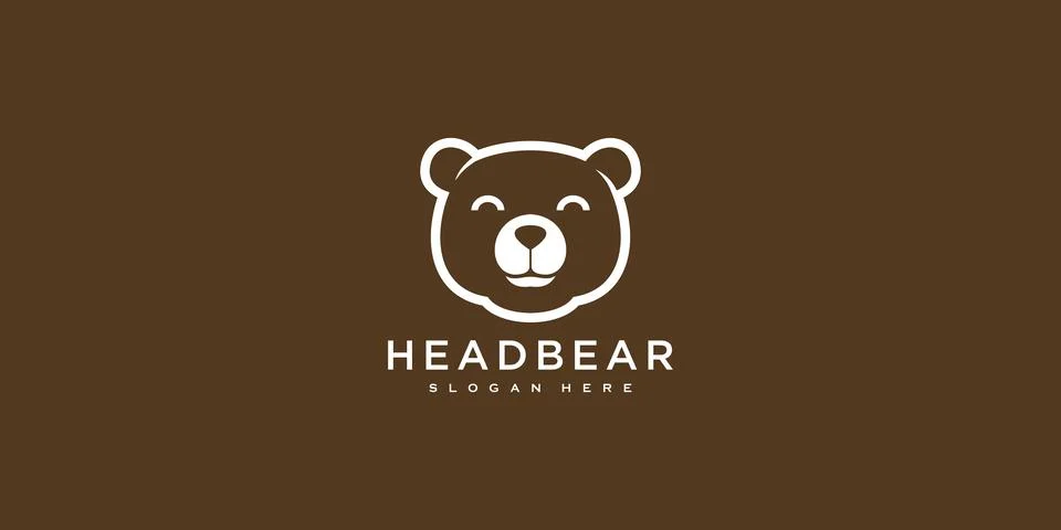 Head bear logo vector design line style Stock Illustration