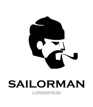 Head of bearded sailorman Stock Illustration