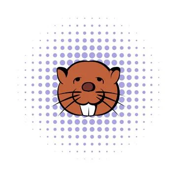 Head of beaver icon, comics style Stock Illustration