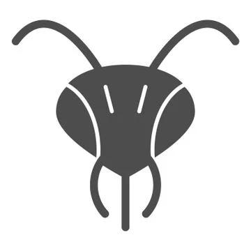 Head of bee solid icon, Honey concept, insect head sign on white background 스톡 일러스트