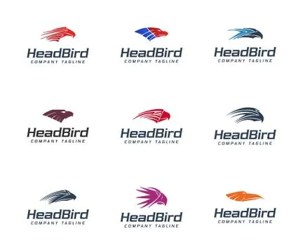 Head bird logo colection set. Animals logo design concept template Illustrazione stock