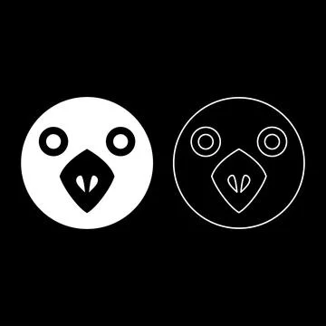 Head of bird set icon white color vector illustration image solid fill outl.. 스톡 일러스트