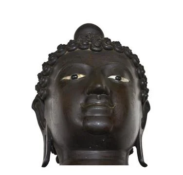 Head of black buddha Stock Photos