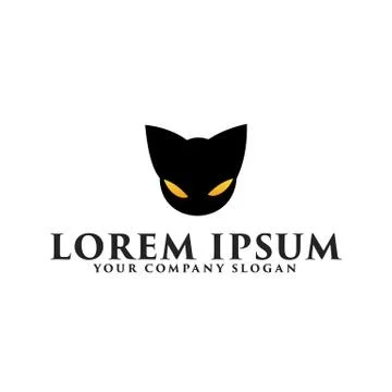 Head black cat logo design concept template Stock Illustration