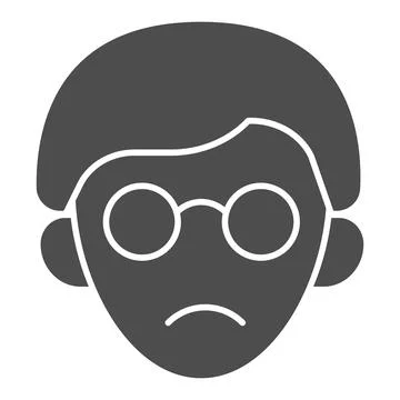Head of a blind guy with glasses solid icon, disability concept, blind man sign Stock Illustration