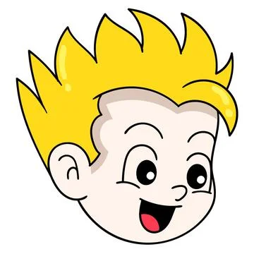 The head of the blonde haired boy laughed happily Stock Illustration