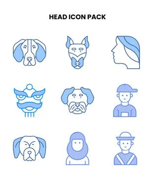 Head Blue Bundle Icons Pack 스톡 일러스트