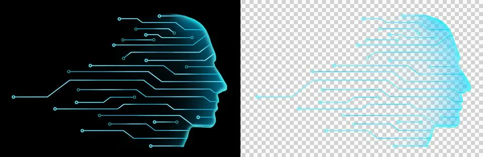 Head blue circuit Artificial intelligence (AI) concept. Stock Illustration