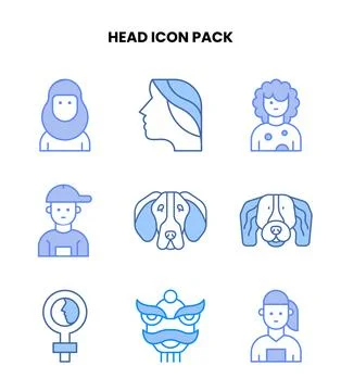 Head Blue Collection Icons Pack 스톡 일러스트