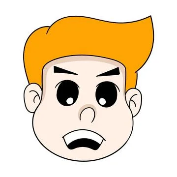 The head of the boy with an angry expression holds back Stock-Illustration