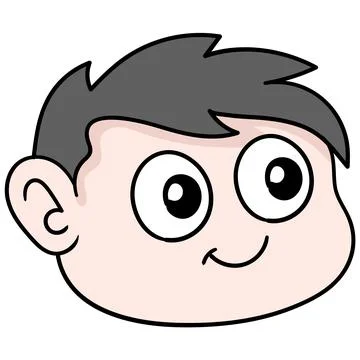 The head of the boy with chubby cheeks is fat and cute, doodle icon drawing Stock Illustration