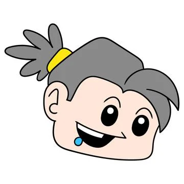 Head boy is drooling hungry, doodle icon drawing Stock Illustration