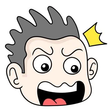 Head boy expression surprised wide eyes, doodle icon drawing イラスト素材