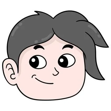 Head boy is smiling friendly, doodle icon drawing Stock Illustration