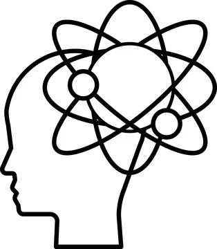 A head with a brain and a circle with three dots in the middle Stock Illustration