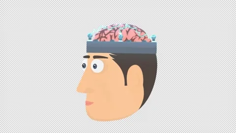 Head with a brain. Animation of stimulating brain activity. Cartoon Stock Footage 162603722