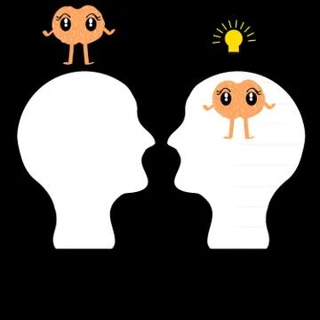 Head with brain on black background Stock Illustration