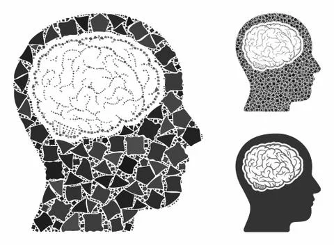 Head brain Composition Icon of Bumpy Parts Illustrazione stock