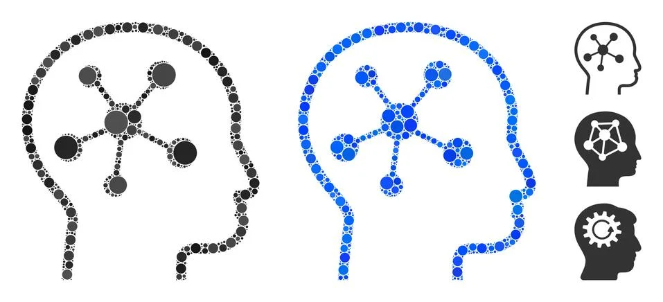 Head Brain Composition Icon of Circles Illustrazione stock