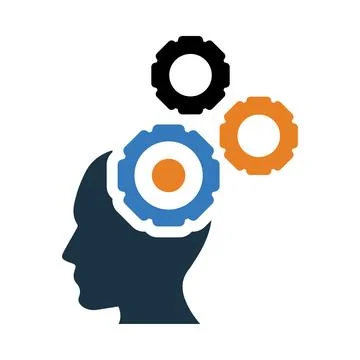 Head, brain, gear, brain management icon Stock Illustration