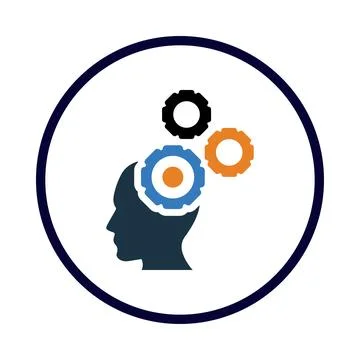 Head, brain, gear, brain management icon Stock Illustration
