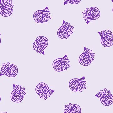 Head brain human glyph seamless pattern Stock Illustration