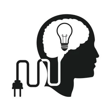 Head brain idea bulb plug engine Illustrazione stock