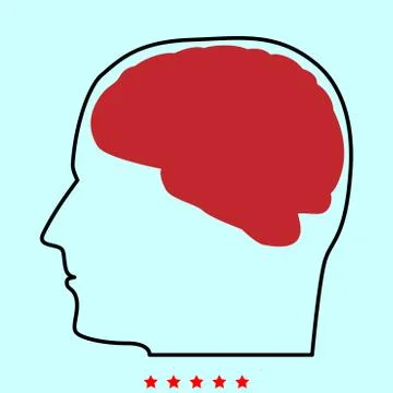 Head with brain  it is color icon . Stock Illustration