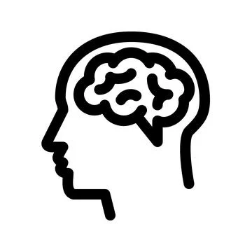 Head with brain line icon. Stock Illustration