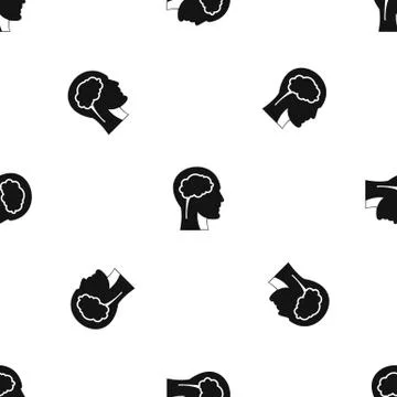 Head with brain pattern seamless black Illustrazione stock
