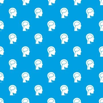 Head with brain pattern seamless blue Illustrazione stock