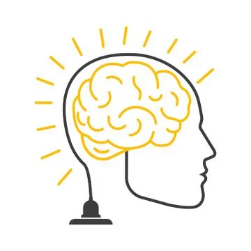 Head with a brain from the socket, Creative idea concept. Vector. Stock Illustration