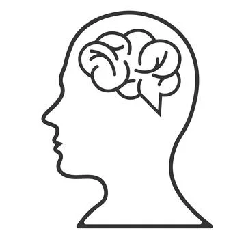 Head with brain vector icon on white background. Simple isolated silhouette s Stock Illustration