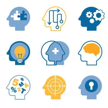 Head brain vector icons Stock Illustration
