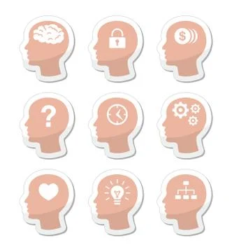 Head brain vector labels set Stock Illustration